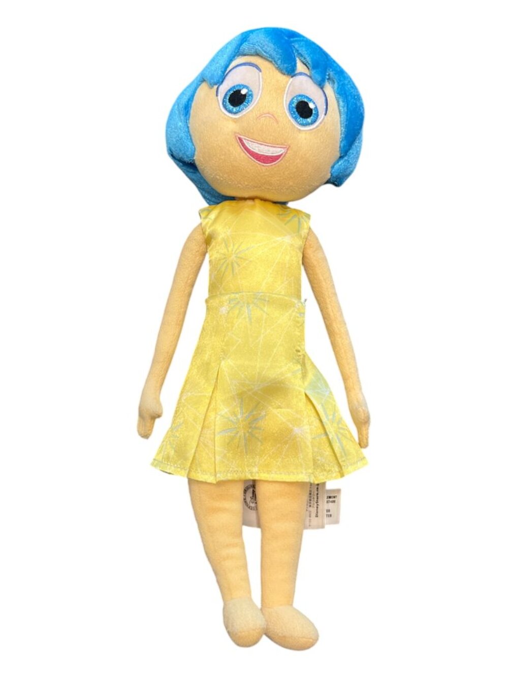 DISNEY PIXAR Plush Doll Joy Inside Out Movie Toy Blue Hair Yellow Dress 15"